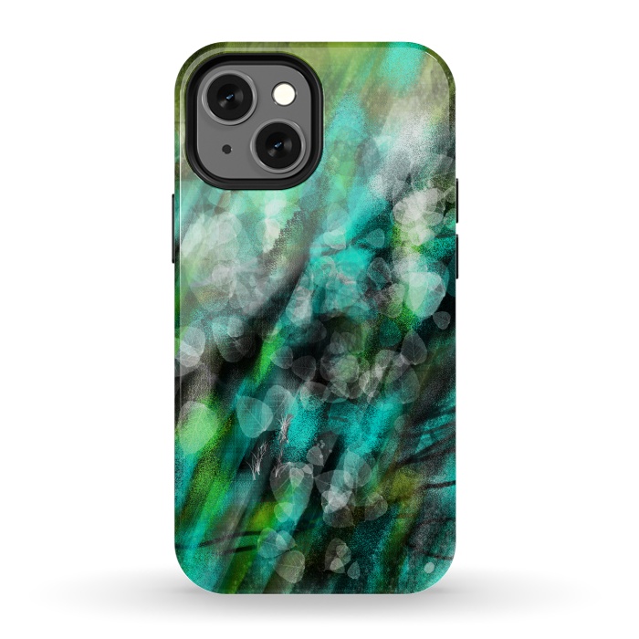 iPhone 13 mini StrongFit Blue green textured abstract digital art by Josie