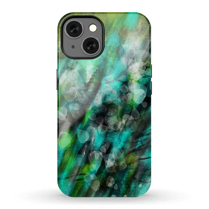 iPhone 13 StrongFit Blue green textured abstract digital art by Josie