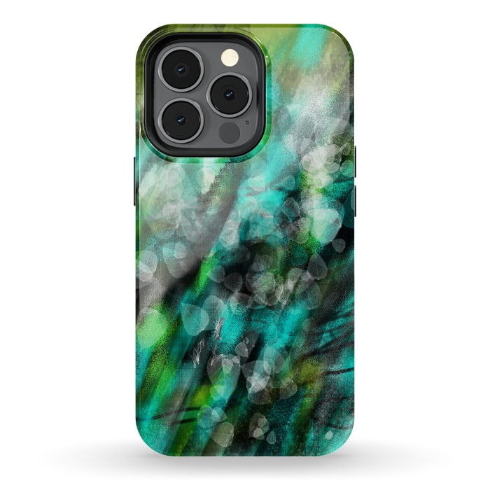 iPhone 13 pro StrongFit Blue green textured abstract digital art by Josie