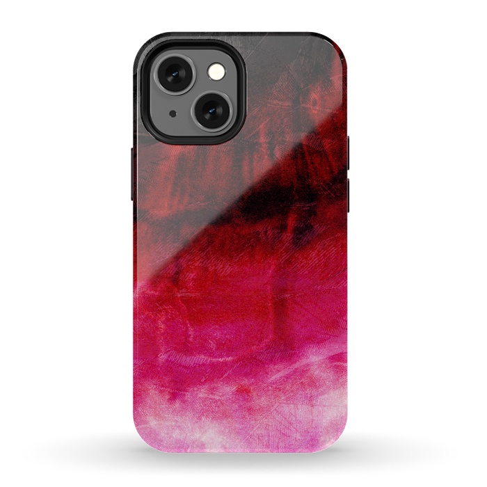 iPhone 13 mini StrongFit Red pink paint strokes abstract phonecase by Josie