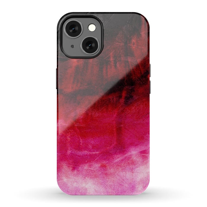 iPhone 13 StrongFit Red pink paint strokes abstract phonecase by Josie
