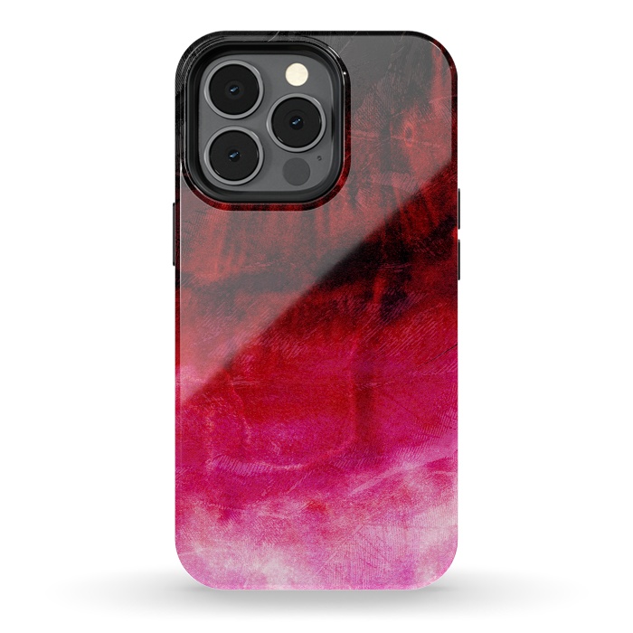 iPhone 13 pro StrongFit Red pink paint strokes abstract phonecase by Josie