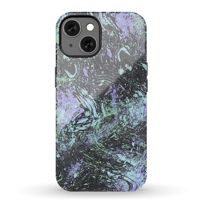 iPhone 13 StrongFit Dripping Splatter Purple Turquoise by Ninola Design