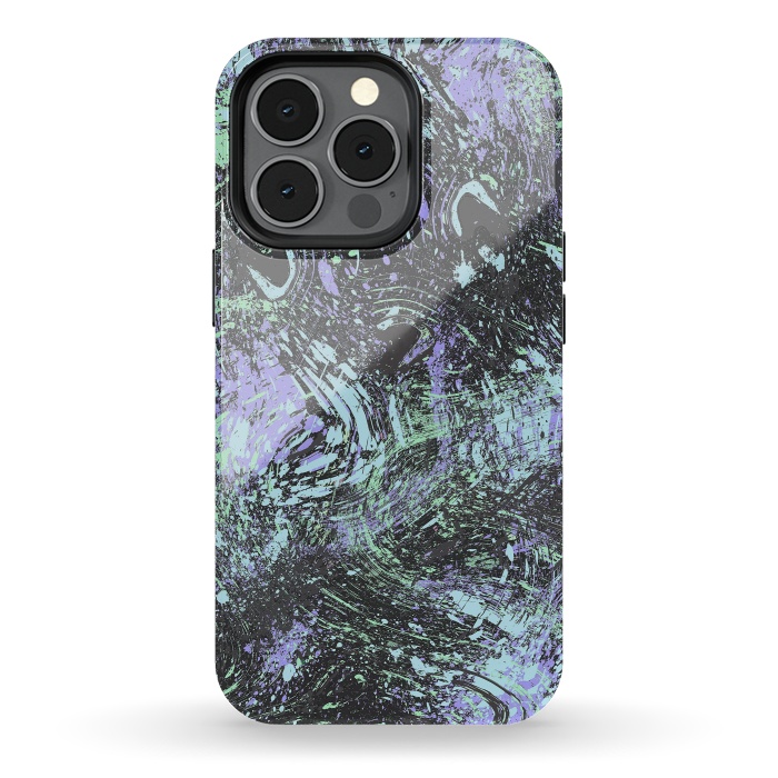 iPhone 13 pro StrongFit Dripping Splatter Purple Turquoise by Ninola Design