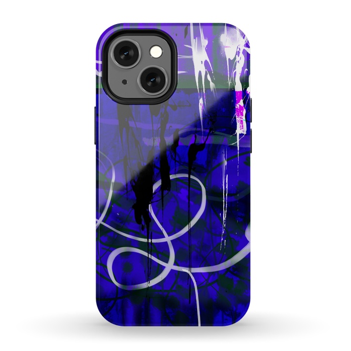 iPhone 13 mini StrongFit Blue paint strokes phone case by Josie