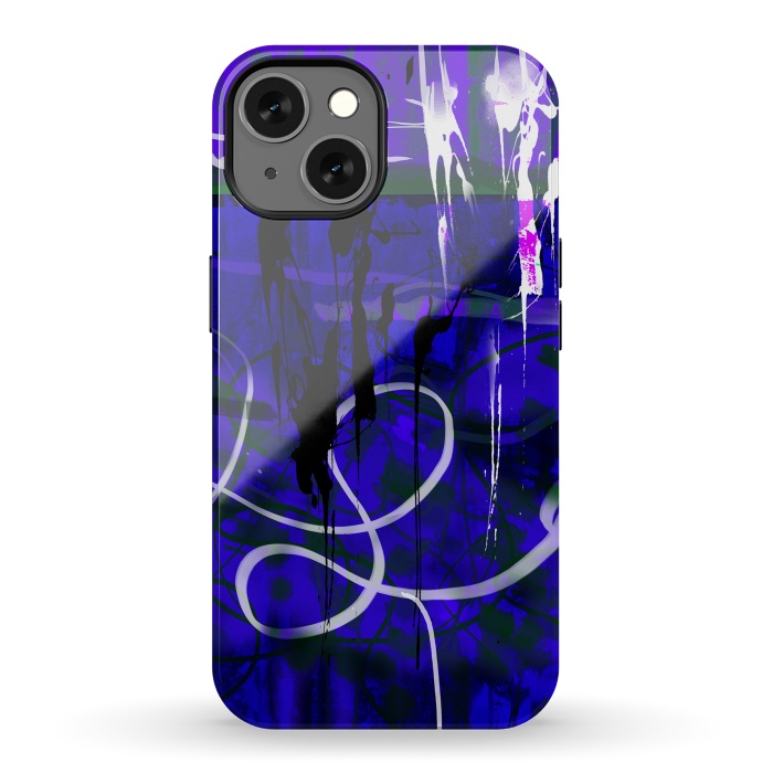 iPhone 13 StrongFit Blue paint strokes phone case by Josie