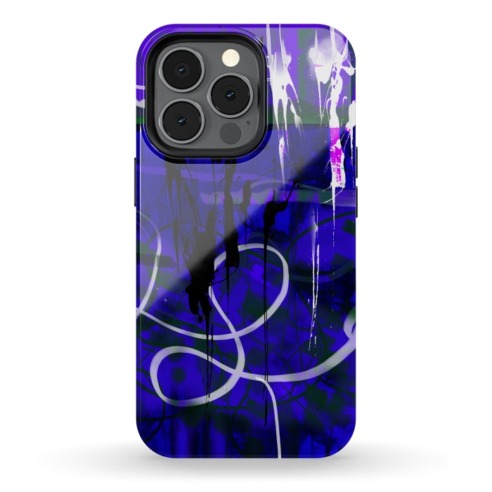 iPhone 13 pro StrongFit Blue paint strokes phone case by Josie