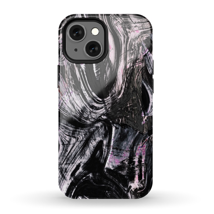 iPhone 13 mini StrongFit Marble ink brushstrokes by Oana 