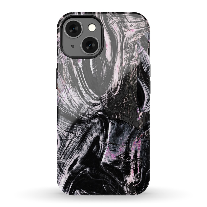 iPhone 13 StrongFit Marble ink brushstrokes by Oana 