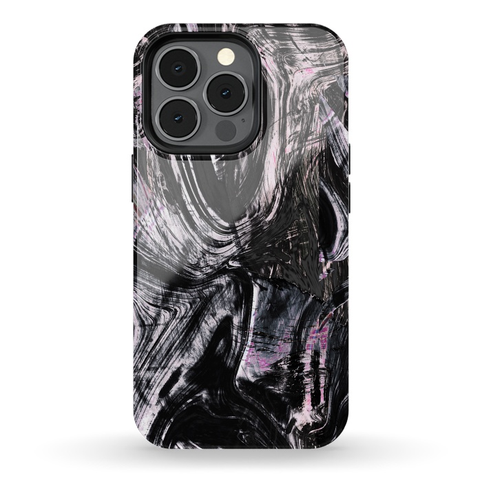 iPhone 13 pro StrongFit Marble ink brushstrokes by Oana 