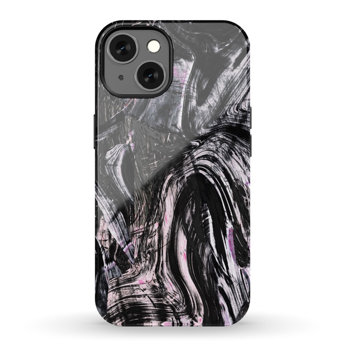 iPhone 13 StrongFit Tribal brushstrokes marble by Oana 
