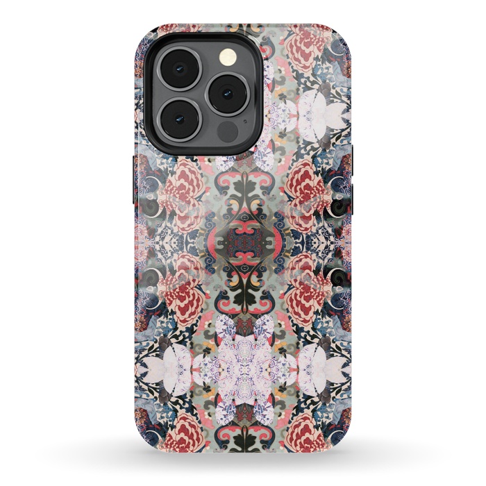 iPhone 13 pro StrongFit Japanese inspired floral mandala pattern by Oana 