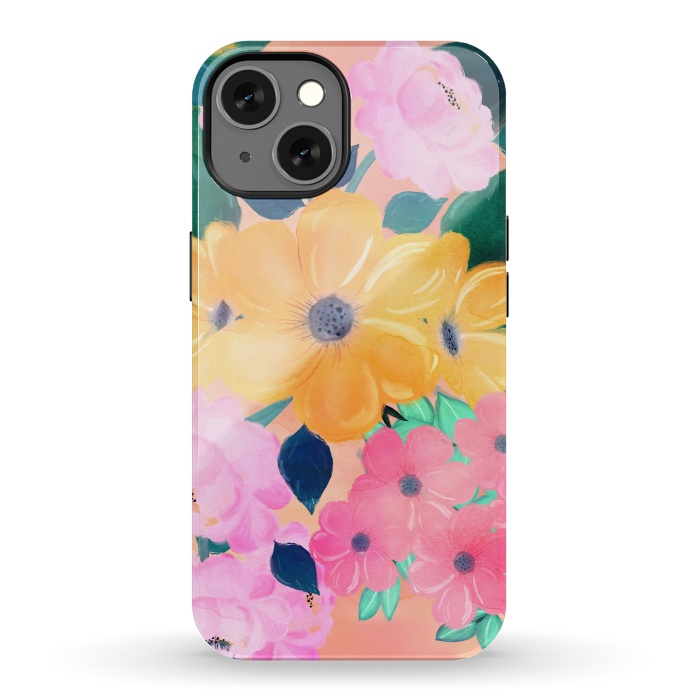 iPhone 13 StrongFit Cute Colorful Romantic Watercolor Flowers  by InovArts