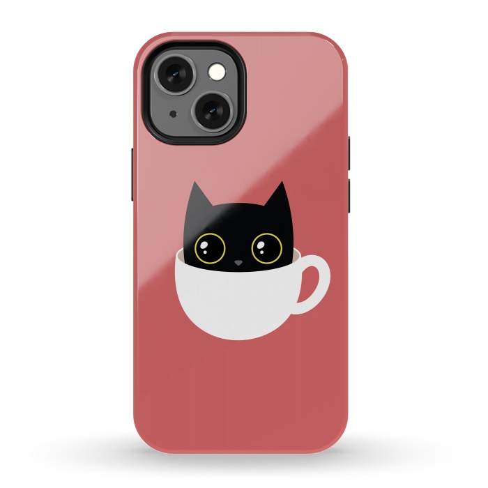 iPhone 13 mini StrongFit Coffee cat by Laura Nagel