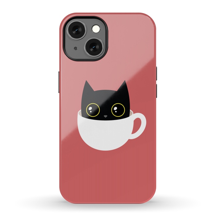 iPhone 13 StrongFit Coffee cat by Laura Nagel