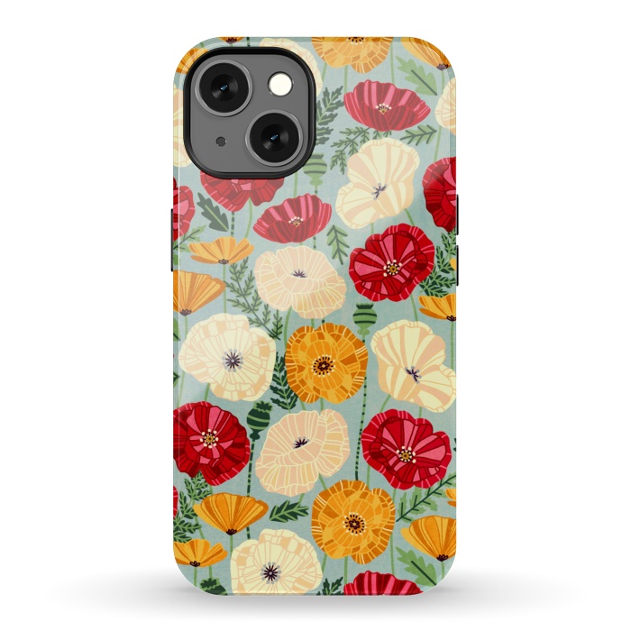 iPhone 13 StrongFit Textured Poppies  by Tigatiga