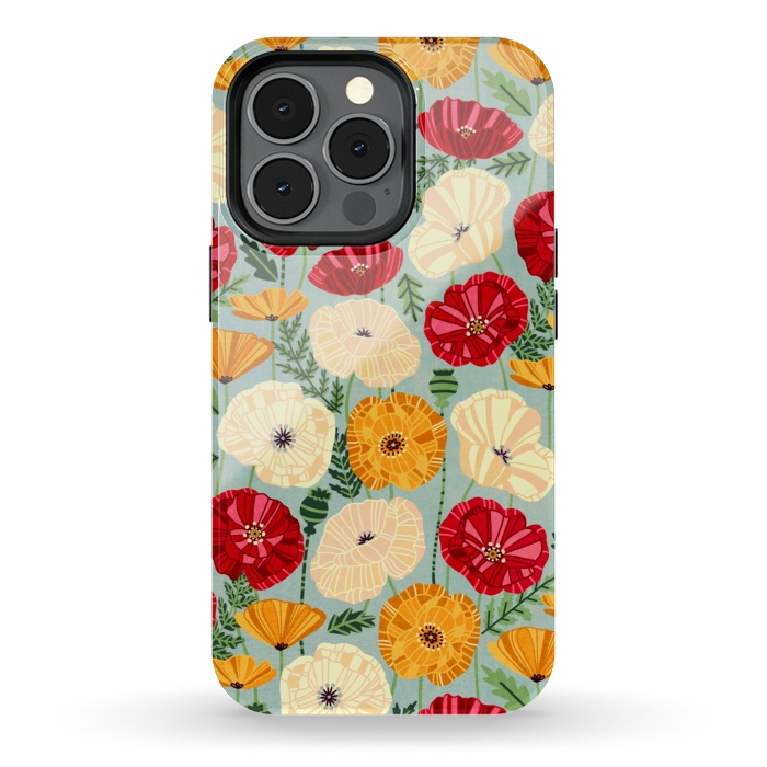 iPhone 13 pro StrongFit Textured Poppies  by Tigatiga
