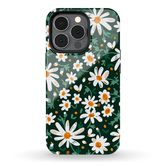 iPhone 13 pro StrongFit WHITE FLORAL PRINT 2  by MALLIKA