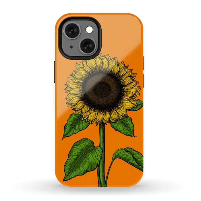 iPhone 13 mini StrongFit Sunflower on orange by Katerina Kirilova