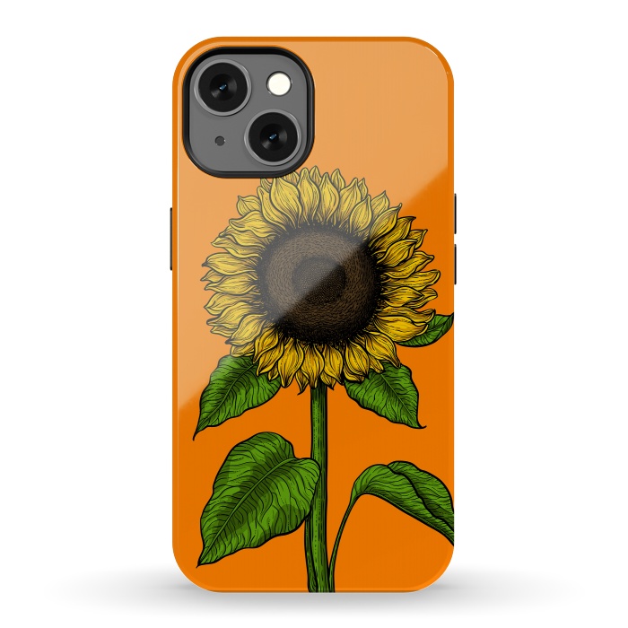 iPhone 13 StrongFit Sunflower on orange by Katerina Kirilova
