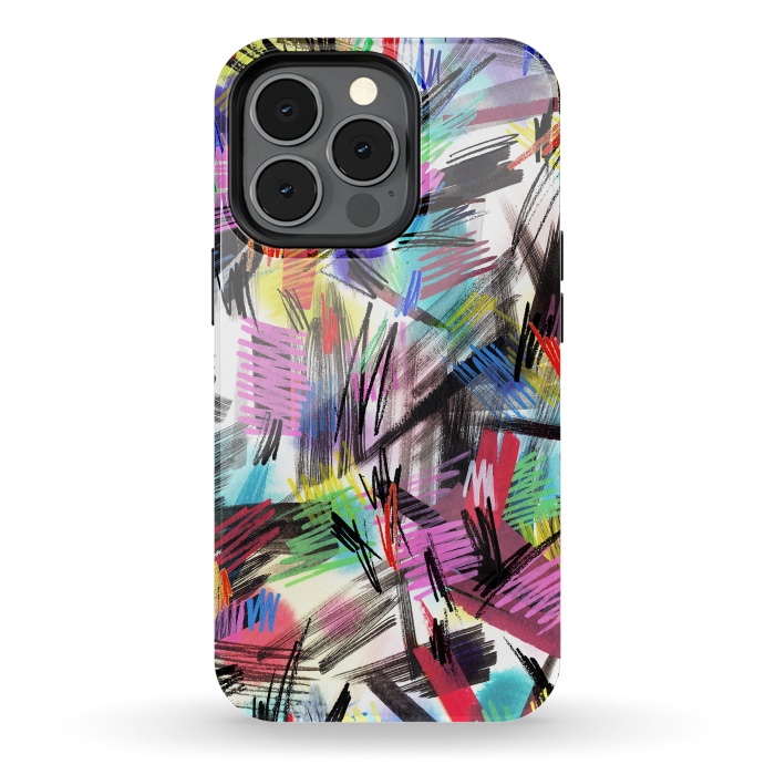 iPhone 13 pro StrongFit Wild Colorful Scratches and Strokes  by Ninola Design