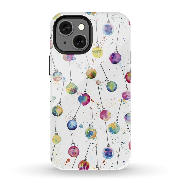 iPhone 13 mini StrongFit Christmas Watercolor Baubles by Ninola Design