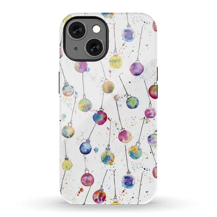 iPhone 13 StrongFit Christmas Watercolor Baubles by Ninola Design