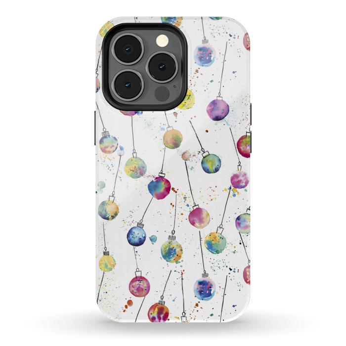 iPhone 13 pro StrongFit Christmas Watercolor Baubles by Ninola Design