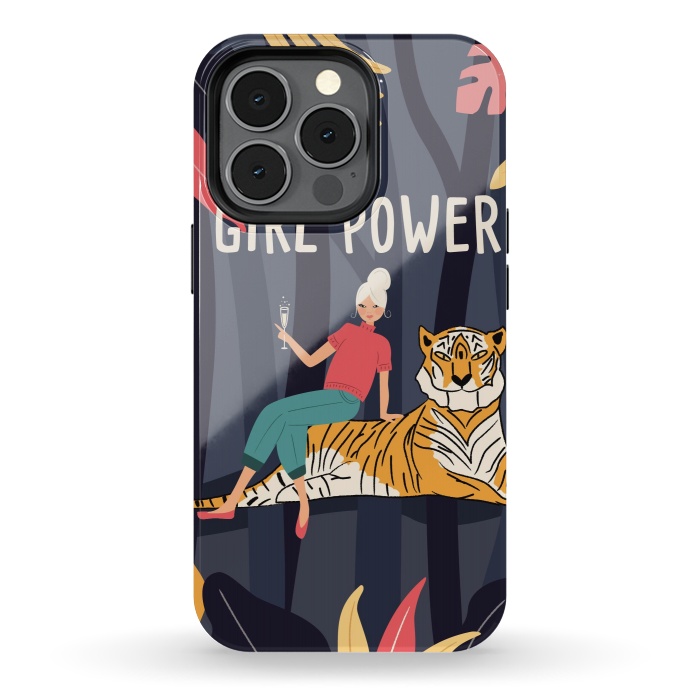 iPhone 13 pro StrongFit Girl Power - Woman and Tiger by Jelena Obradovic