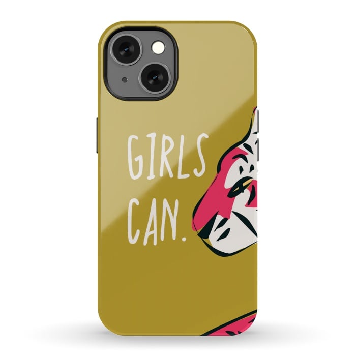 iPhone 13 StrongFit Girls can, mustard by Jelena Obradovic