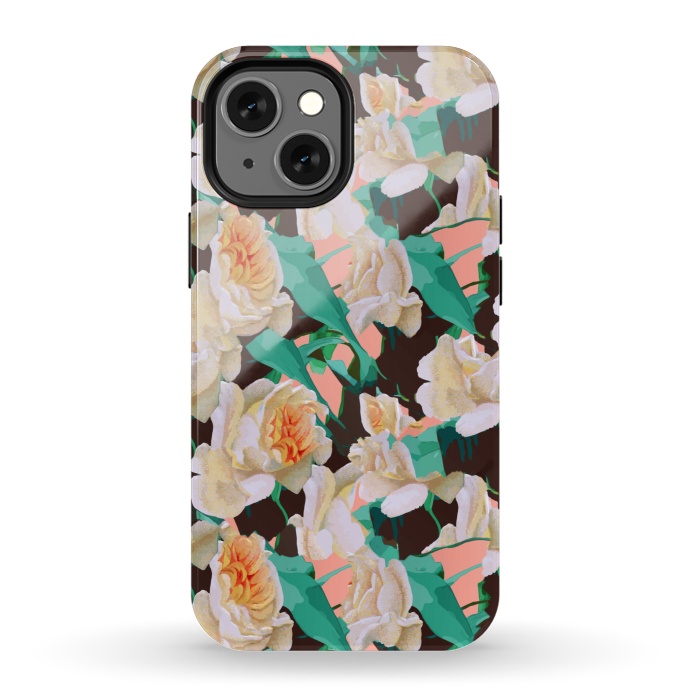 iPhone 13 mini StrongFit Tropical & White Blossom by Uma Prabhakar Gokhale