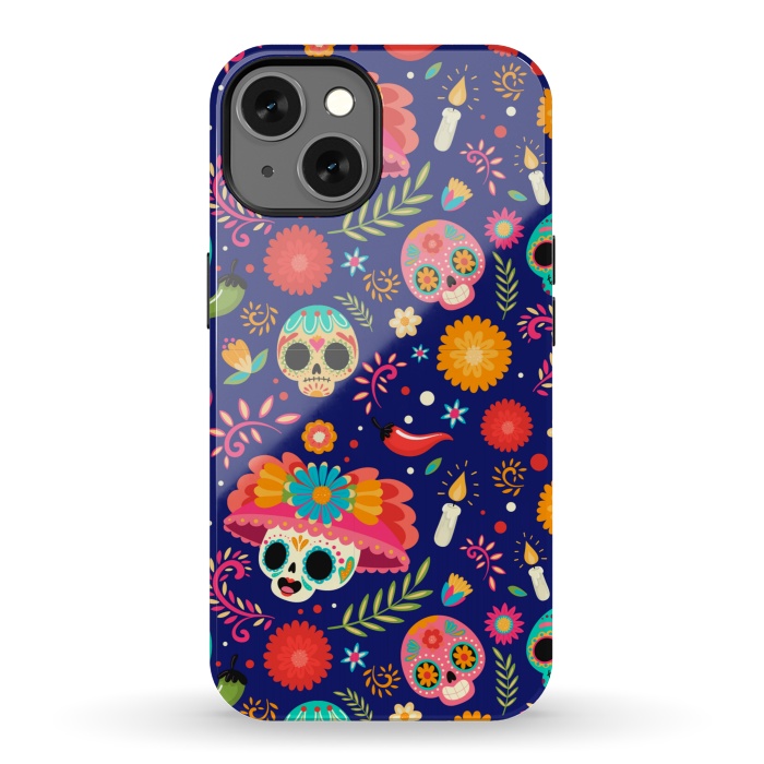iPhone 13 StrongFit SKULL FLORAL PATTERN 2  by MALLIKA