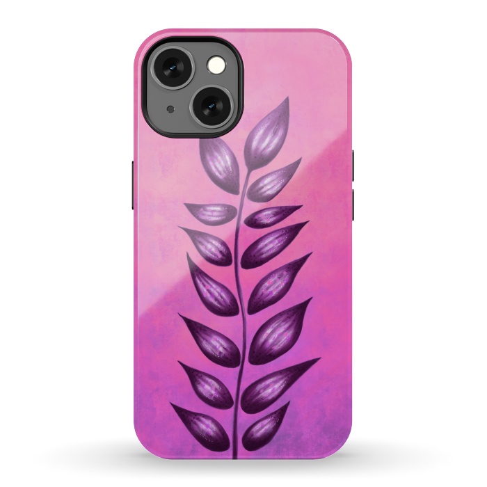 iPhone 13 StrongFit Abstract Plant Surreal Botanical Art In Pink And Purple by Boriana Giormova