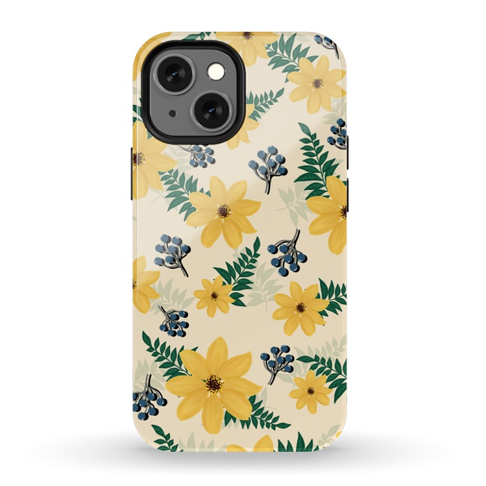 iPhone 13 mini StrongFit Yellow flowers pattern by Jms
