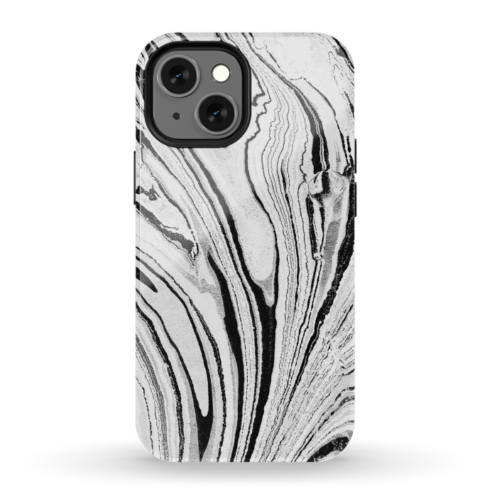 iPhone 13 mini StrongFit Minimal painted marble stripes by Oana 