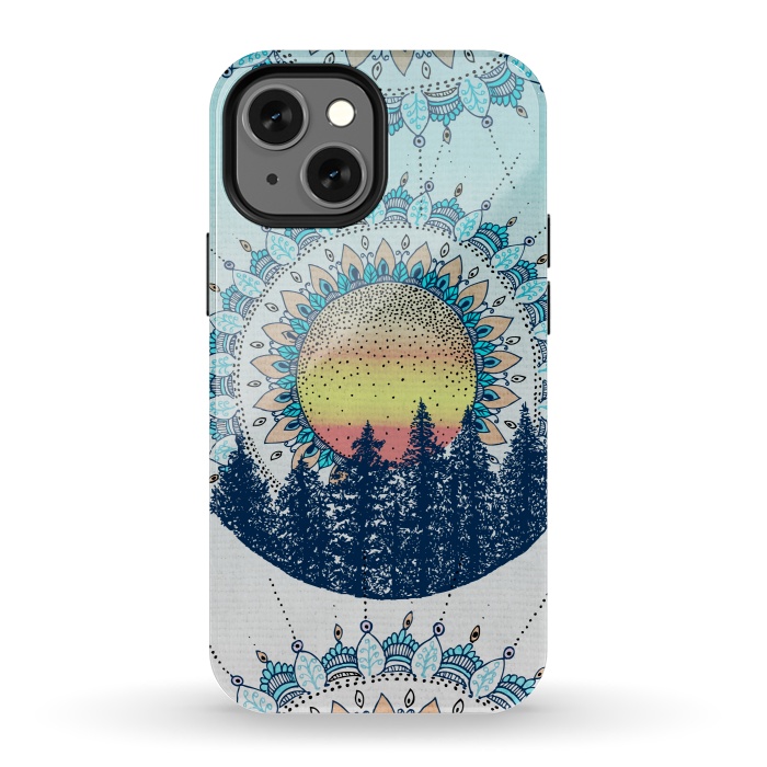 iPhone 13 mini StrongFit Sunrise Mandala Forest by Rose Halsey