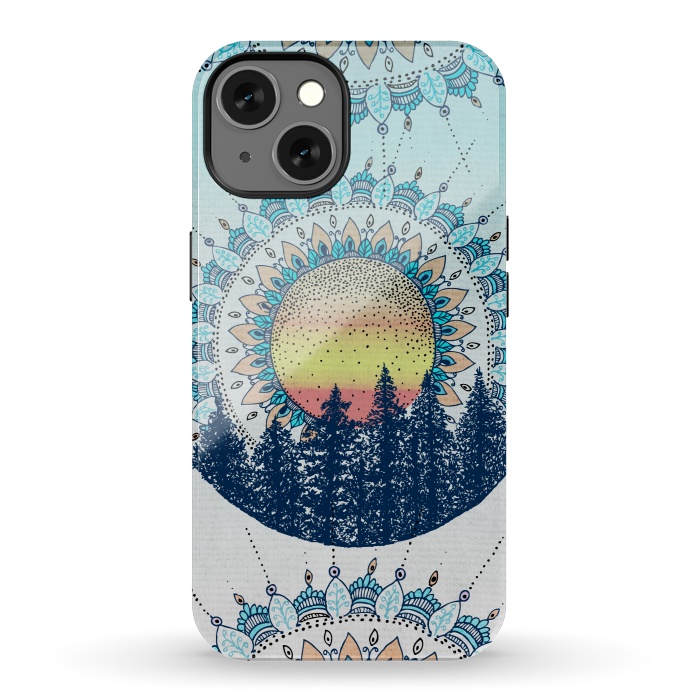 iPhone 13 StrongFit Sunrise Mandala Forest by Rose Halsey