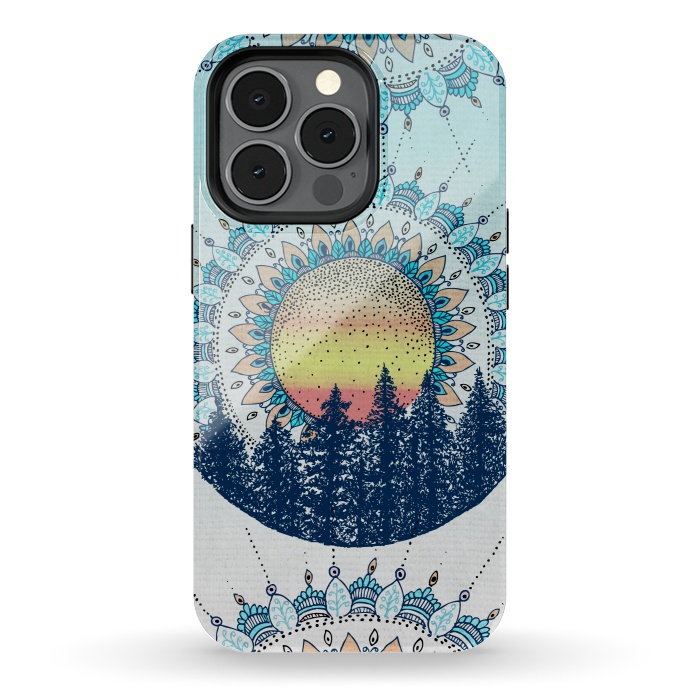 iPhone 13 pro StrongFit Sunrise Mandala Forest by Rose Halsey