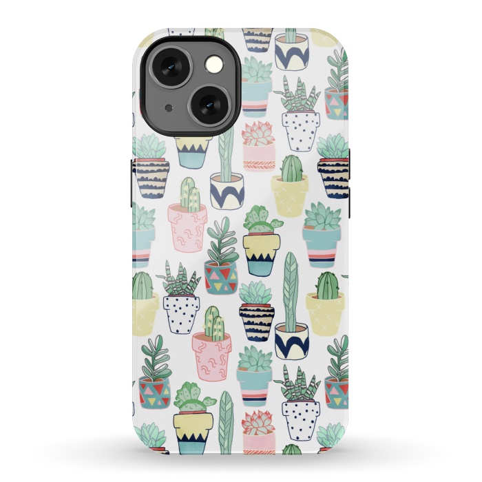 iPhone 13 StrongFit Cute Cacti in Pots by Tangerine-Tane