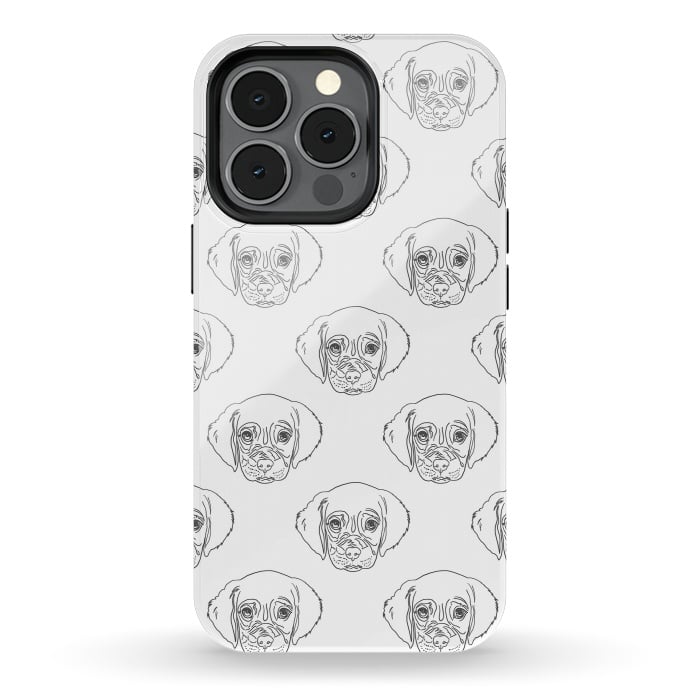 iPhone 13 pro StrongFit Cute Gray Puppy Dog Hand Drawn Strokes Pattern by InovArts
