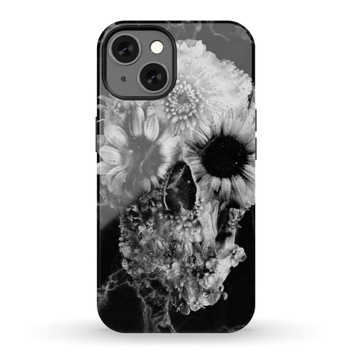 iPhone 13 StrongFit Floral Skull Marble by Ali Gulec