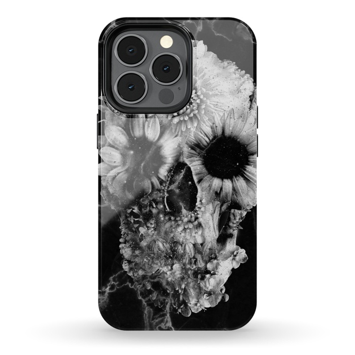 iPhone 13 pro StrongFit Floral Skull Marble by Ali Gulec