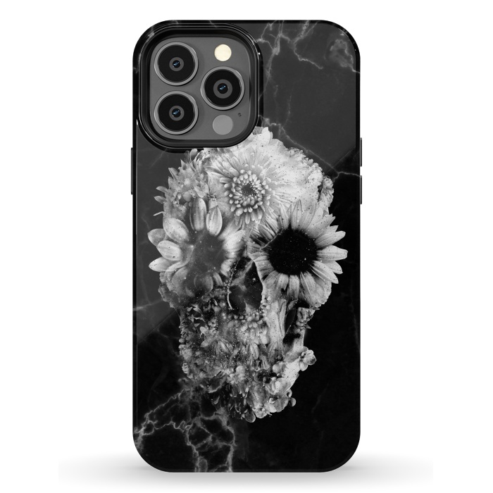 iPhone 13 Pro Max StrongFit Floral Skull Marble by Ali Gulec