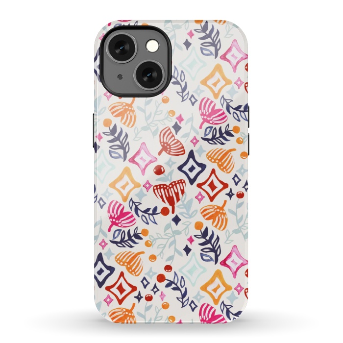 iPhone 13 StrongFit Christmas Abstract Ginkgo & Berry Pattern  by Tigatiga