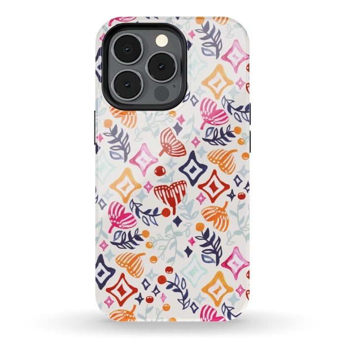 iPhone 13 pro StrongFit Christmas Abstract Ginkgo & Berry Pattern  by Tigatiga