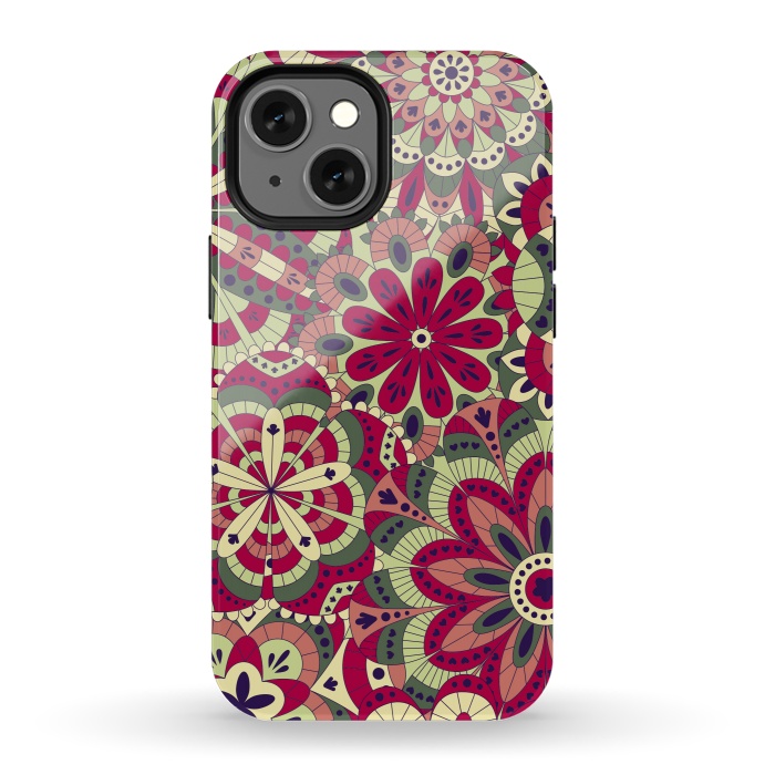 iPhone 13 mini StrongFit Floral Made with Many Mandalas by ArtsCase
