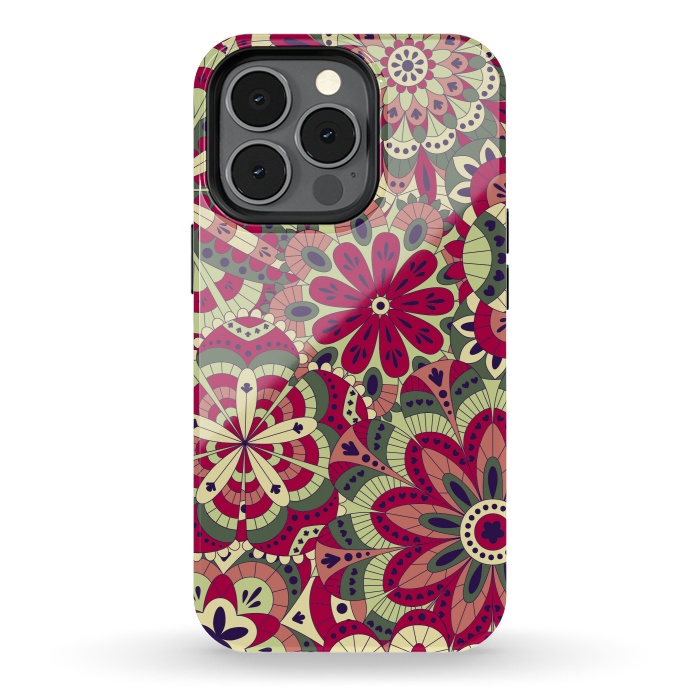 iPhone 13 pro StrongFit Floral Made with Many Mandalas by ArtsCase