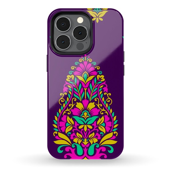 iPhone 13 pro StrongFit Purple Ethnic Mandalas by ArtsCase