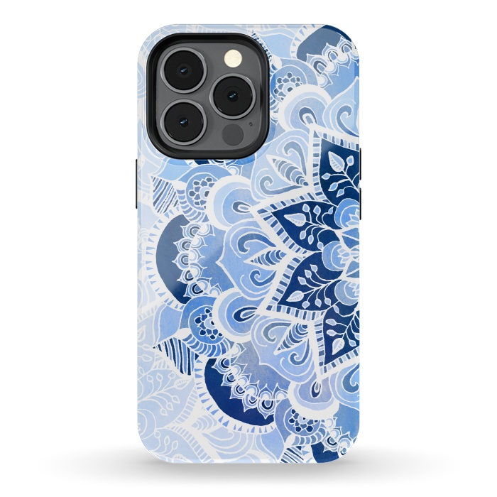 iPhone 13 pro StrongFit Blue Lace Mandala by Tangerine-Tane
