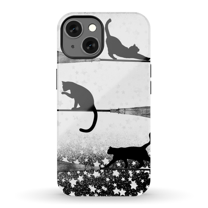 iPhone 13 StrongFit black cats flying on witch brooms by Oana 
